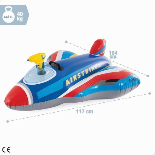Avião insuflável com Canhão de Água, 117X104 cm, Jogo de Água, com Lançador de Água, para Praia, Para Piscina, Brinquedo Infantil, Peso máximo 40 kg, +3 anos (57531)