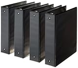 AmazonBasics 3-Ring Binder, 2 Inch - Black, 4-Pack
