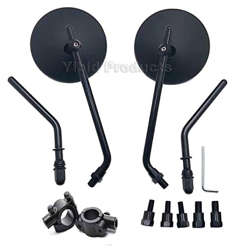 Yibid Universal 4" Round Motorcycle Rearview Side Mirrors Matte Black Classic Retro Mirrors Multi-fit for Harley Cruiser Chopper Cafe Racer Sportster Bobber Touring Dyna Honda Kawasaki Suzuki Yamaha
