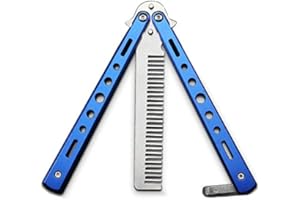TRUEGOOD Butterfly Knife Trainning Practice Comb Unsharpened Blade, Valentine's Day present (Blue-Comb)