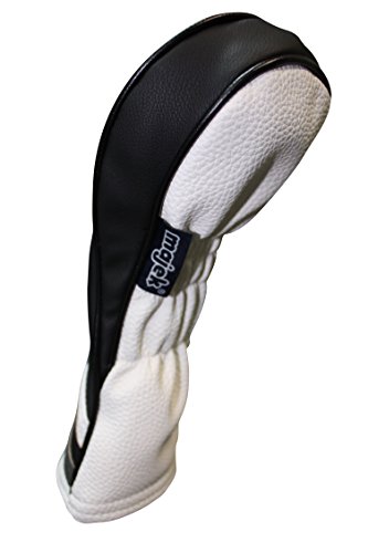 Golf Headcover Black and White Leather Style #3 Hybrid Head Cover Fits Most Hybrid Clubs