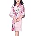 WONDERFIT Girls Stain Kimono Peacock Flower Robe for Spa Wedding Birthday Pink 9-10