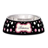Loving Pets Princess Polka Dot Milano Bowl for Dogs, Large