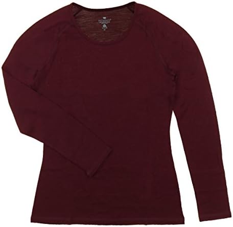 Seg'ments Women's Scoop Neck Long Sleeve Merino Wool Shirts (X-Large, Maroon)