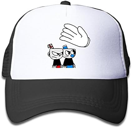 Children Cuphead And Mugman Adjustable Snapback Mesh Caps Black One Size