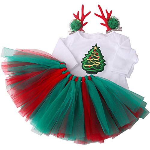E-TING Dolls Clothes, Headband, Tutu Dress fits for 18 inch Dolls （Christmas Costume Set）
