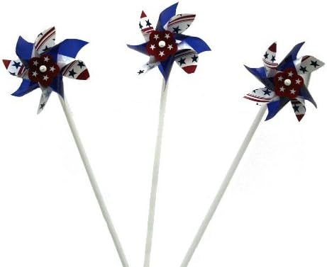 US TOY GROUP LLC Patriotic American Flag Theme Pinwheel Wind Spinners - 12" (1-Pack of 12)