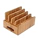 Bamboo Wooden Charging Station for Multiple Device Holder, Desktop Docking Stations Organizer Stand Compatible with Phone, Tablet, Smart Watch and Other Smart Devices (NO Include USB Charger)