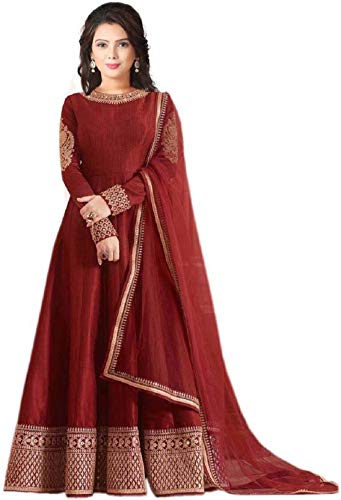 infotech women's banglori silk anarkali gown semi-stiched.