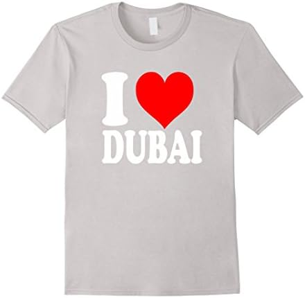 Men's I Love Dubai Tshirt Large Silver