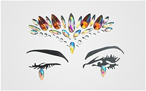 Rhinestone Mermaid Face Jewels Tattoo Sticker, Music Festival Face Diamond Stickers, Crystals Eyes Face Body Temporary Tattoos (I)