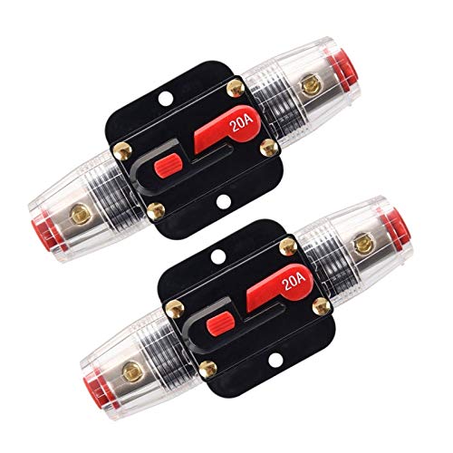 RKURCK 12V DC 20 Amps Car Audio Inline Circuit Breaker Fuse for System Protection 20A (2 Pack)