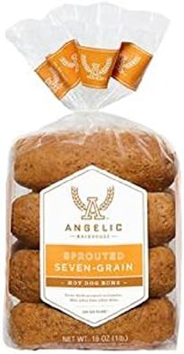 ANGELIC BAKEHOUSE Sprouted 7-Grain Hotdog Bun, 16 Ounce (Pack of 6)