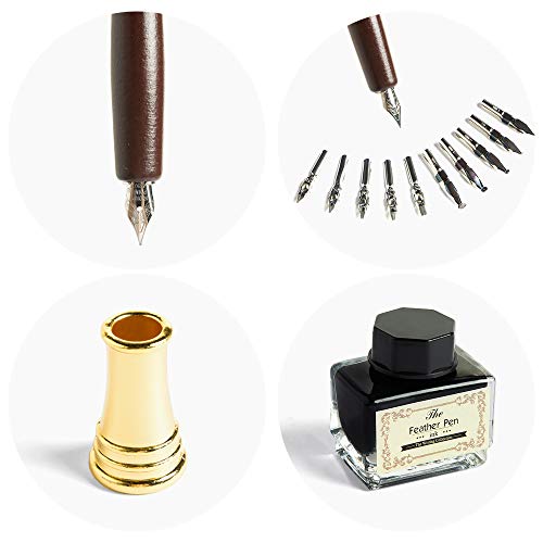 Hethrone Wooden Calligraphy Pen Set, Handcrafted Dip Pen Writing Case