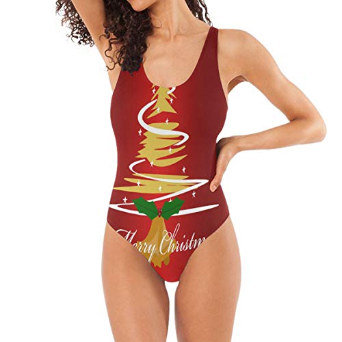 lightly Swimsuits for Women Sexy One Piece Bikini Merry Christmas Desktop Wallpaper Bathing Suits Swimwear Size:L