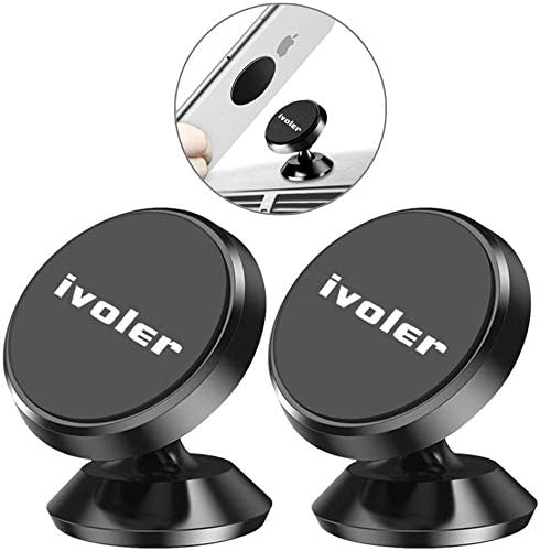 ivoler [2-Pack Magnetic Car Phone Holder, Ultra-Compact Mount with Strong N52 Magnets, 360° Rotation