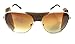 Retro Aviator Sunglasses w/Faux Leather Bridge & Side Shields (Gold Frame - Brown Leather, Brown)