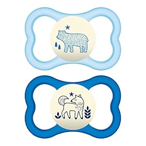 MAM Air Night Pacifiers (1 Sterilizing Pacifier Case), MAM Sensitive Skin Pacifier 6+ Months, Glow in the Dark Pacifier…