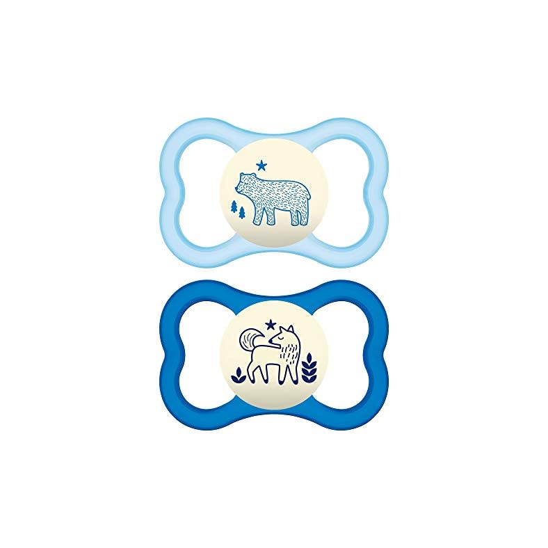 MAM Air Night Pacifiers (1 Sterilizing Pacifier Case), MAM Sensitive Skin Pacifier 6+ Months, Glow in the Dark Pacifier…