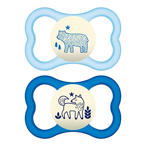 MAM Air Night Pacifiers (1 Sterilizing Pacifier Case), MAM Sensitive Skin Pacifier 6+ Months, Glow in the Dark Pacifier…