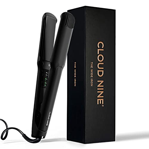 CLOUD NINE The Wide Iron Hair Straightener | Ceramic Floating Plates Cushion Spring Flex Technology | Variable Temperature Control 100°C - 200°C | Professional Design for Range of Hair Types