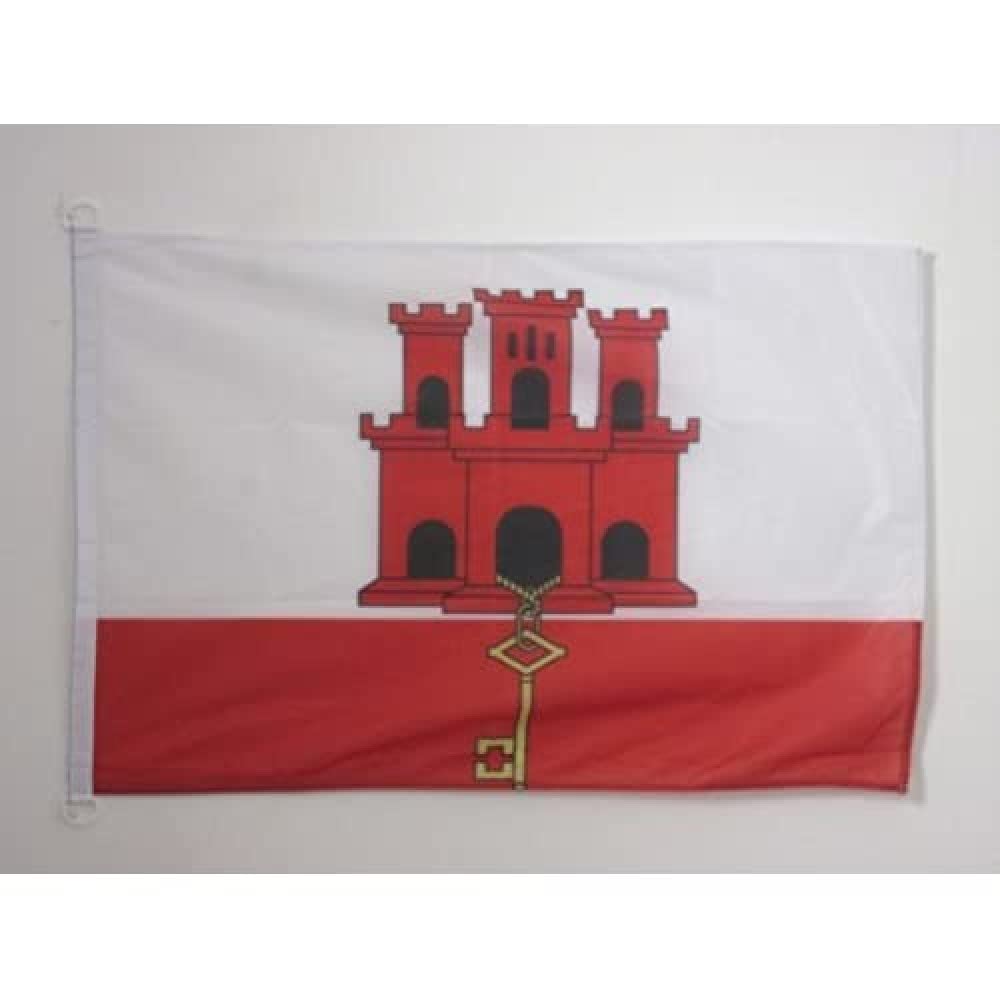 AZ FLAG - Gibraltar Nautical Flag - 18'' x 12'' - For Outdoor and Boat - Gibraltarian Banner Knitted Polyester with Two Plastic Rings - Vivid Colors - 12x18 in - 45x30 Cm — image 1