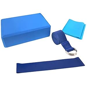 Gaoominy Yoga Equipment Set Yoga Blocks Resistance Band Yoga Stretching Strap Loop Band Exercise Elastic Band