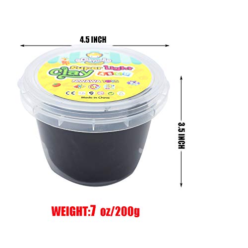 FENFEN Air Dry Clay Dough Ultra Light Molding Magic Clay with Bucket Toy for Kids (Black)
