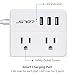 Mini USB Power Strip JSVER Travel Power Strip with 3 USB, 2 AC outlets Surge Protectors, Desktop USB Charging Station with Long Extension Cord (White)