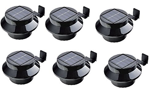 6 Stück LED Solarlampe für Dachrinnen schwarz Außenlampe Dachrinnenleuchte mit 3 LED