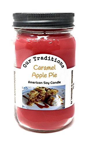 The Old Wax Shack Caramel Apple Pie Soy Candle - Holiday Soy Candle - 16 Oz. Mason Jar