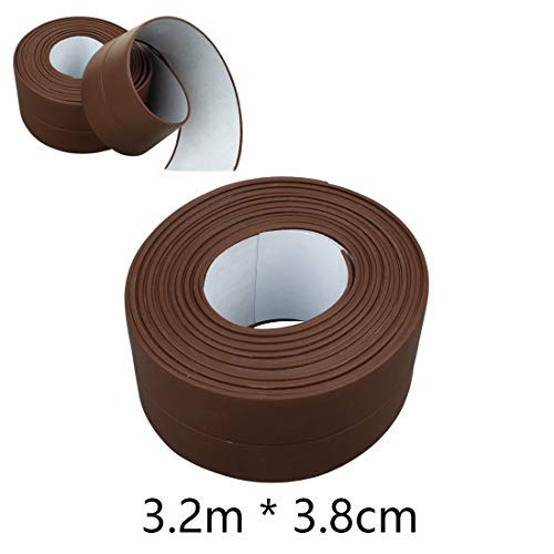 PVC Waterproof Sealing Tapes Pack of 2 Bathtub Caulk Strip Self Adhesive Waterproof Sealing Tape Edge Protector for Kitchen Countertop, Sink, Bathturb, Toilet, Gas Stove and Wall Coner, Dark Coffee