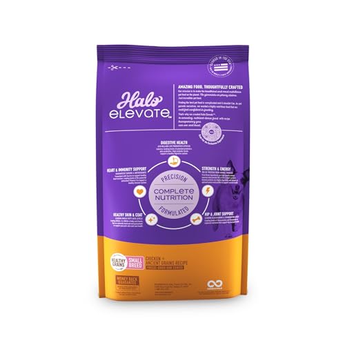 HALO ELEVATE SMALL BREED DOG FOOD, CHICKEN RECIPE, HEALTHY GRAINS DRY DOG FOOD, KIBBLE FOR ADULT DOGS, 3.5 LB BAG