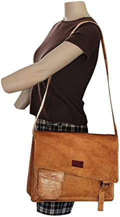 Woman's Golden Brown Leather Laptop Bag/Computer Messenger Bag