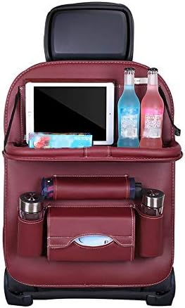 Car Seat Storage Box, Car Storage Box with Tablet Holder Rear Seat Car Storage Bag Child Baby, Car Seat Protector Multi-pocket Car Back Seat Storage Bag Kick Pad Folding Table - 2 Pieces (Coffee color