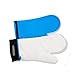 Detachable Silicone Oven Mitt - 1 Pair of Extra Long Professional Heat Resistant Potholder Gloves - Blue