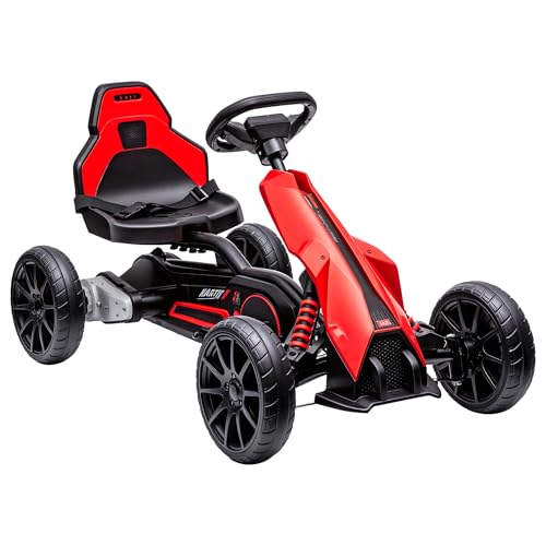 Aosom 12V Electric Go Kart for Kids, Outdoor Ride-On Toy with Forward Backward Drive & Adjustable Speed, Gift for Child 3-8 Years Old, Red