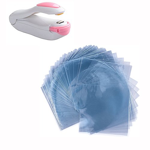 Click Here to See More Images Heat Shrink Wrap Bags 200 pcs - 6 x 6 Inch with Mini Heat Sealer - Shrink Bags for Bath Bombs, Handmade Soaps, Makeups andDIY Crafts