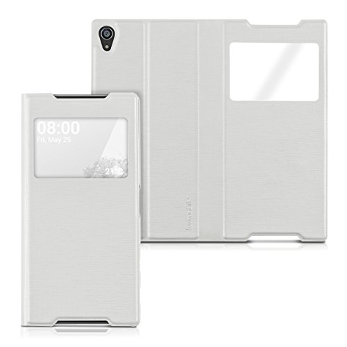 kwmobile Practical and chic FLIP COVER case with window and synthetic leather for Sony Xperia Z5 Premium in white