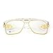 MEETSUN Vintage Square Aviator Sunglasses for Men Classic Retro Large Frame Sun Glasses (Clear Frame, 68)