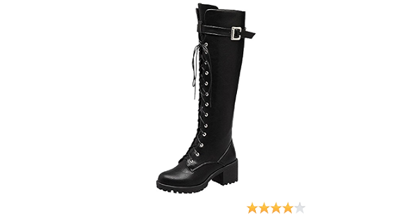 Amazon.com: Waucuw Botas altas con cordones para mujer, Negro, 8.5 : Ropa,  Zapatos y Joyería