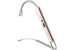 SUPRUS Lighter Rechargeable USB Lighter Arc Electric Lighetrs with Safety Switch 360° Flexible Neck Flameless Grill Long Lighters for Candle Camping Cooking (Champagne Gold)