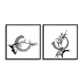 2 Piece Framed Canvas Wall Art for Living Room, Bedroom Ink Theme Canvas Prints for Home Decoration Ready to Hang - 16"x16"x2 Panels