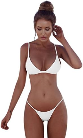 Quistal Women's Triangle Top Brazilian Tie Side Bottom Two Piece Bikini Swimsuit Set