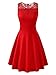 KIRA Women's Sleeveless A-Line Evening Party Lace Cocktail Dress (Small, Red)