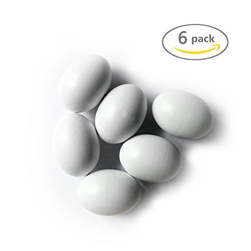 6Pcs Wooden Faux Fake Eggs,Easter Eggs,Children Play Kitchen Game Food Toy - White Color