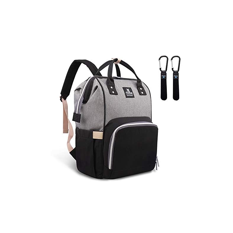 Hafmall Diaper Bag Backpack, Large Baby Diaper Bag with Stroller Hooks, Multifunctional Travel Nappy Bag, Stylish…