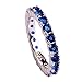 Psiroy 925 Sterling Silver Plated Created Blue Sapphire Filled Eternity Stacking Ring Band Size 8