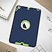 Hocase iPad Mini 2/3 Case, Heavy Duty Shockproof Protection Hard Plastic+Silicone Rubber Bumper Hybrid Dual Layer Protective Case for iPad mini 1/2/3 (7.9-inch Display) - Navy Blue/Lime Green