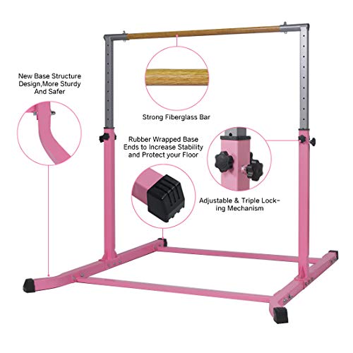 Gymnastics Bar for Kids Adjustable Horizontal Junior Training Kip Bars with Mat Optional Ideal for Gymnasts 1-4 Levels for Home - Thumbnail 3